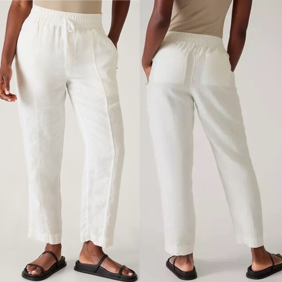 Athleta Pants - Athleta Retreat Linen High Rise Ankle Calla Lily Pant White size Small Petite
